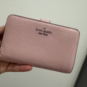kate spade Pebbled Leather Small Zip Wallet in Light Pink